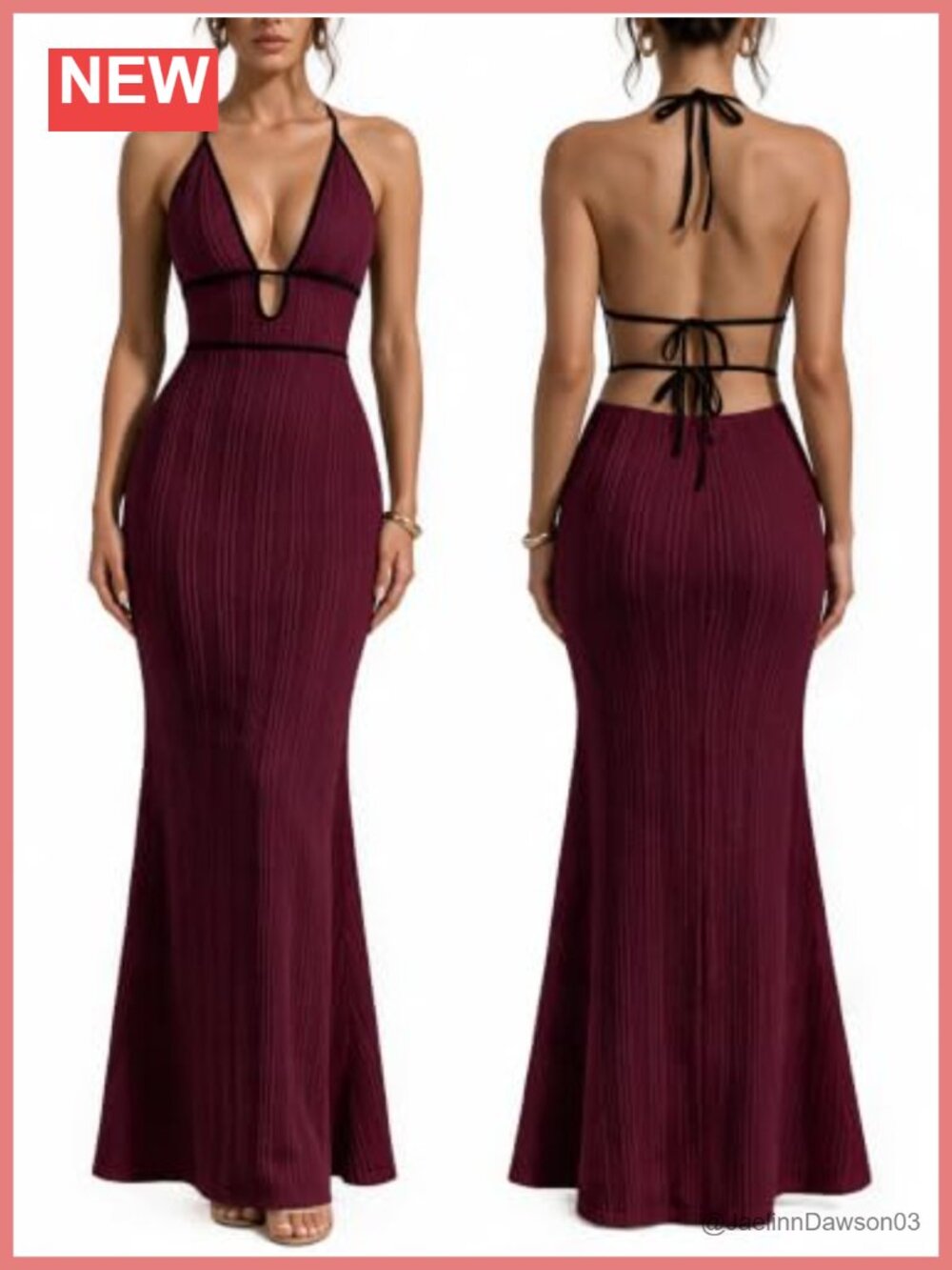 Women's Halter Bodycon Backless Mermaid Maxi Dress Summer Party